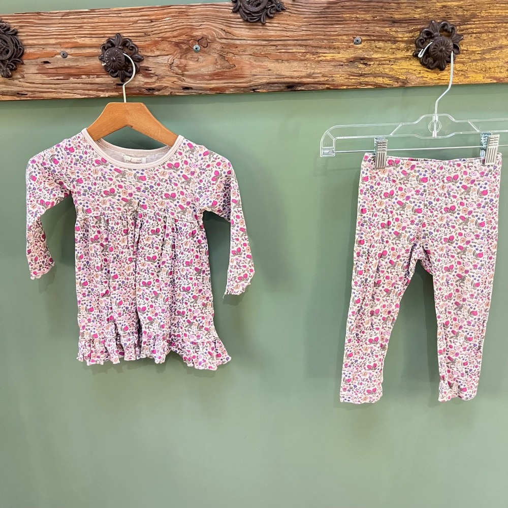 Peek Little Peanut Girls Floral Tunic and Leggings Set 18-24 Months Pink Purple